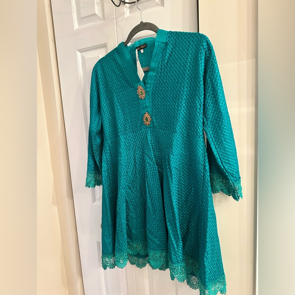 Agha Noor Emerald Green Embroidered Kurta | NWT | Size S - Picture 12 of 12